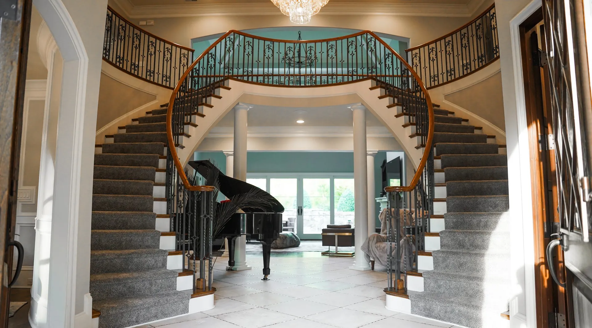 Grand foyer of a Charlotte estate, the setting for a $1M+ offer negotiation